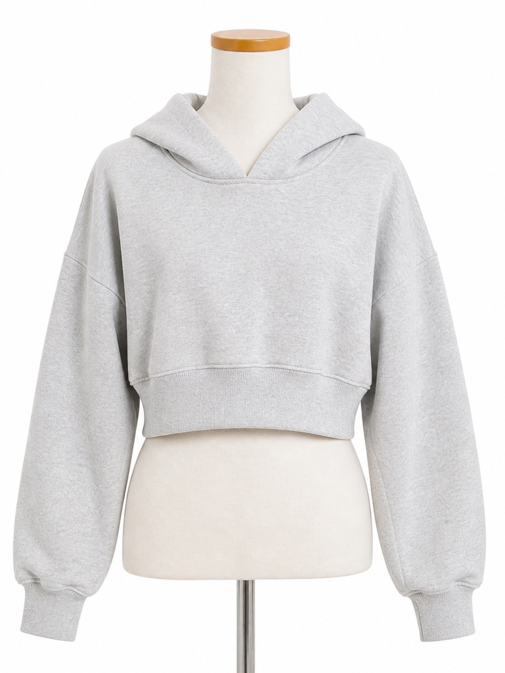 aerie Light Gray Cropped Hoodie